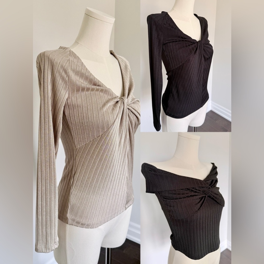 Club Monaco Ribbed Knit Top Bundle (Set of 3)